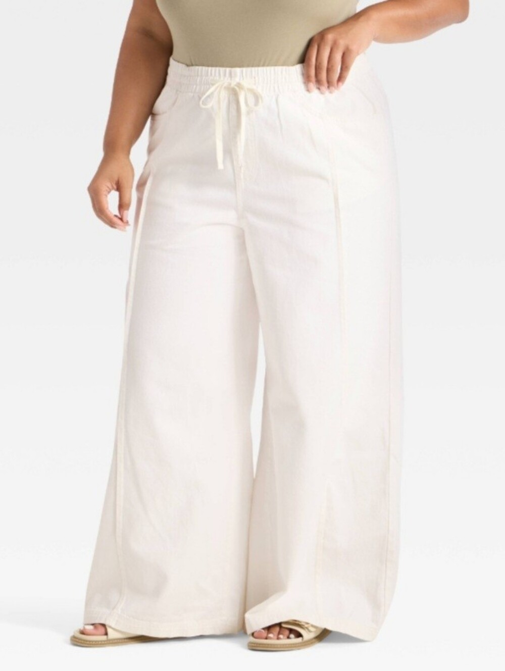 NWOTWomen's High-Rise Drawstring Wide Leg Relaxed Fit Beach Pants
